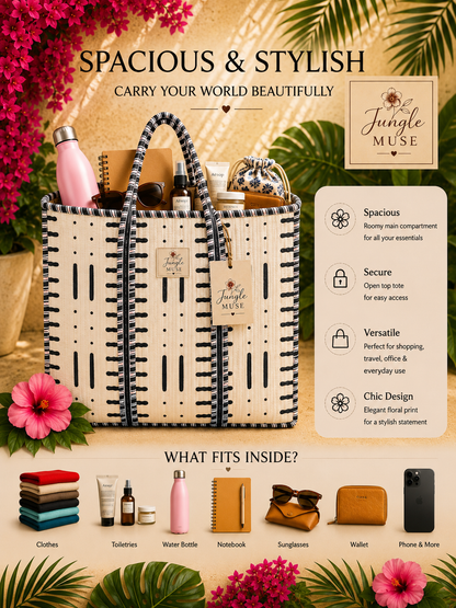 Monochrome Muse Quilted Tote Bag