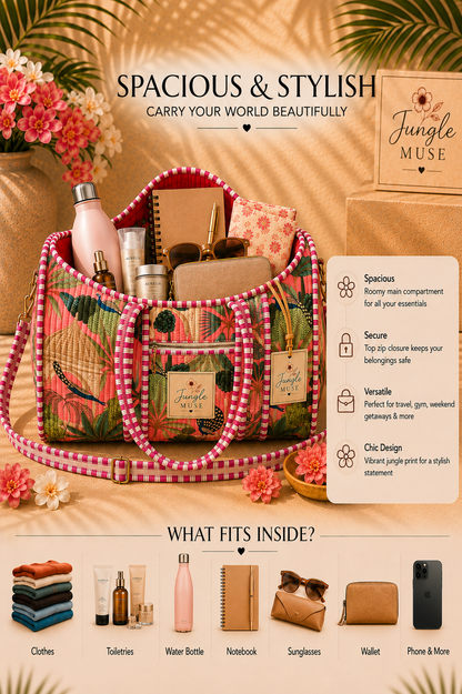 Jungle Bloom Quilted Duffle Bag