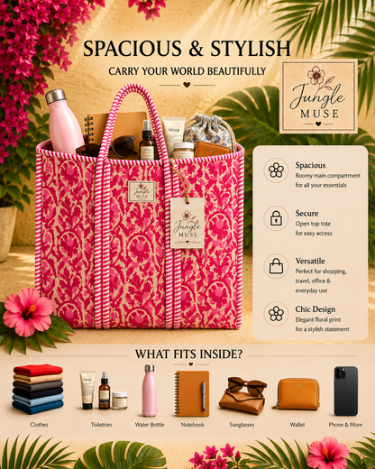 Pink Palace Quilted Tote Bag