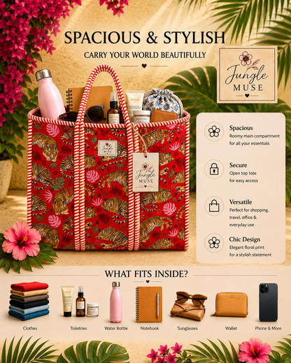 Scarlet Tiger Quilted Tote Bag