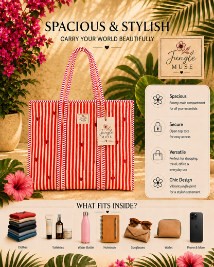 Sweetheart Stripe Quilted Tote Bag