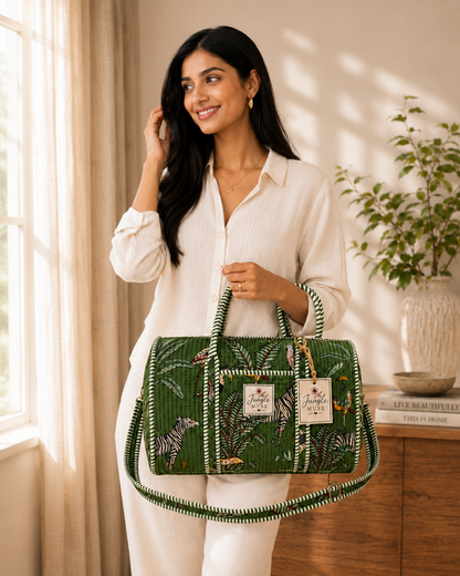 Emerald Safari Quilted Duffle Bag