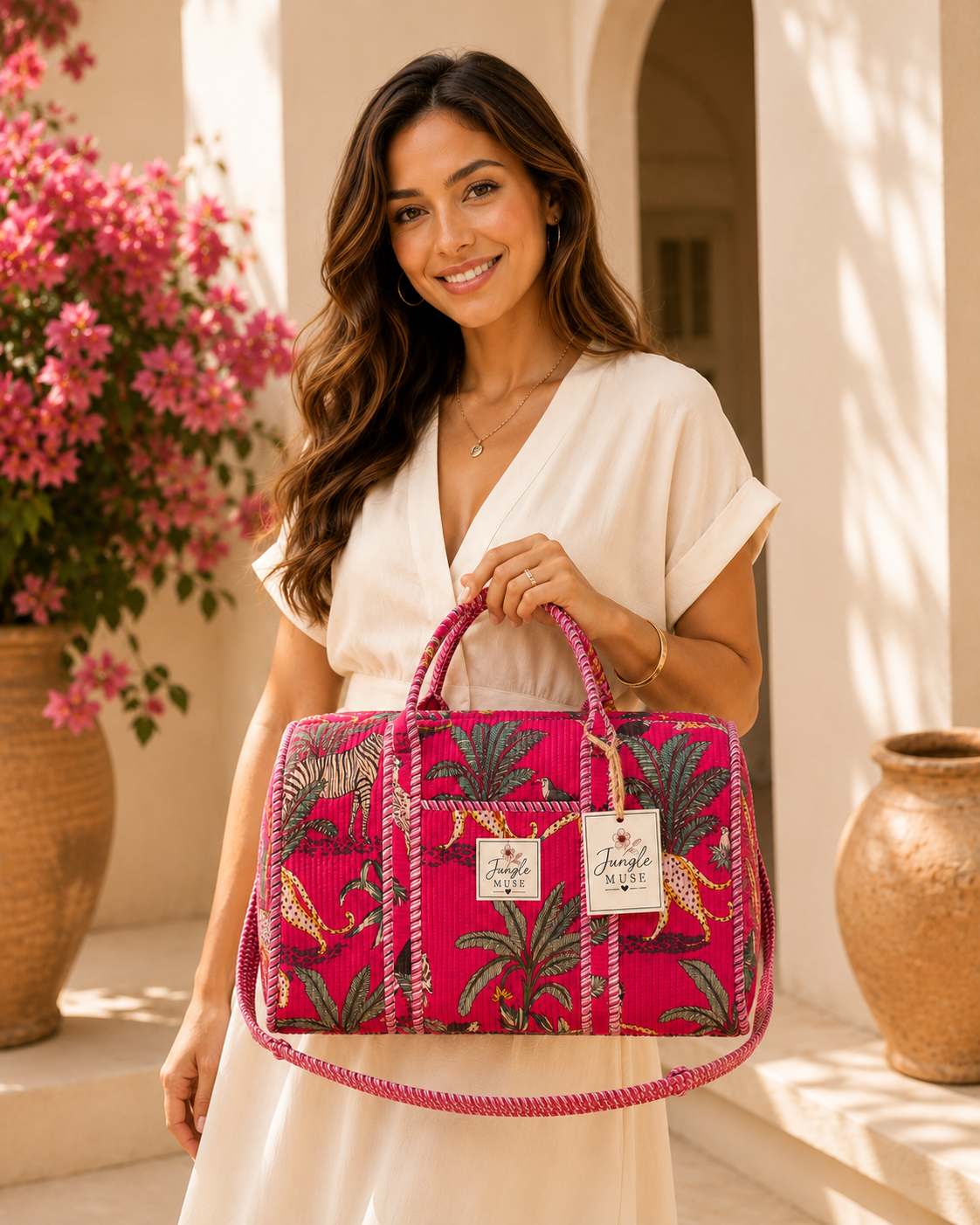 Pink Safari Quilted Duffle Bag