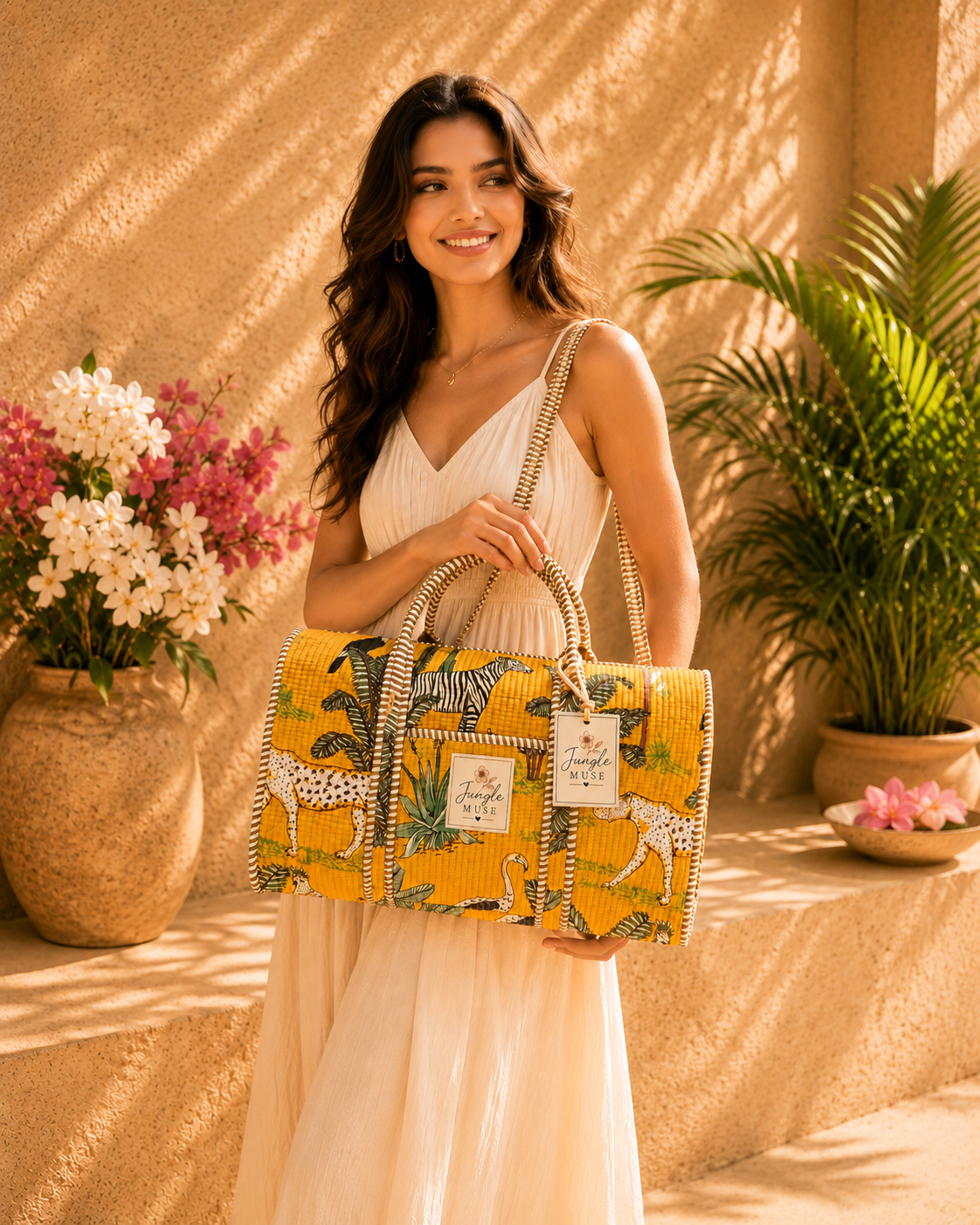 Golden Safari Quilted Duffle Bag
