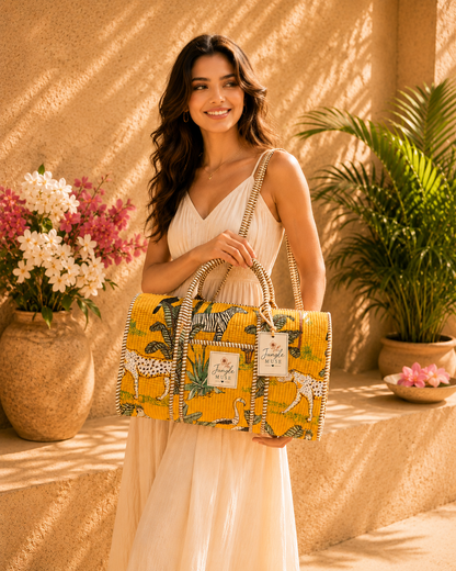 Golden Safari Quilted Duffle Bag