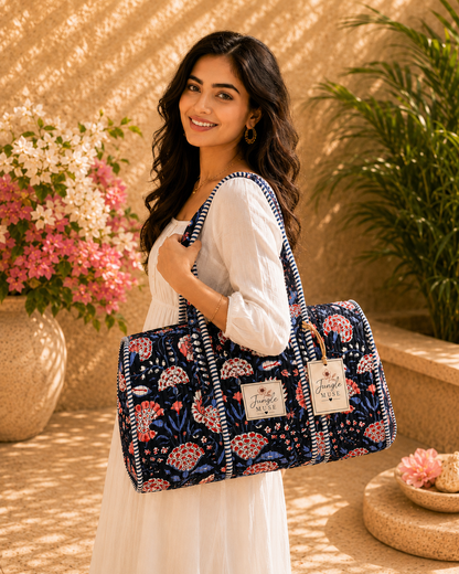 Midnight Garden Quilted Duffle Bag