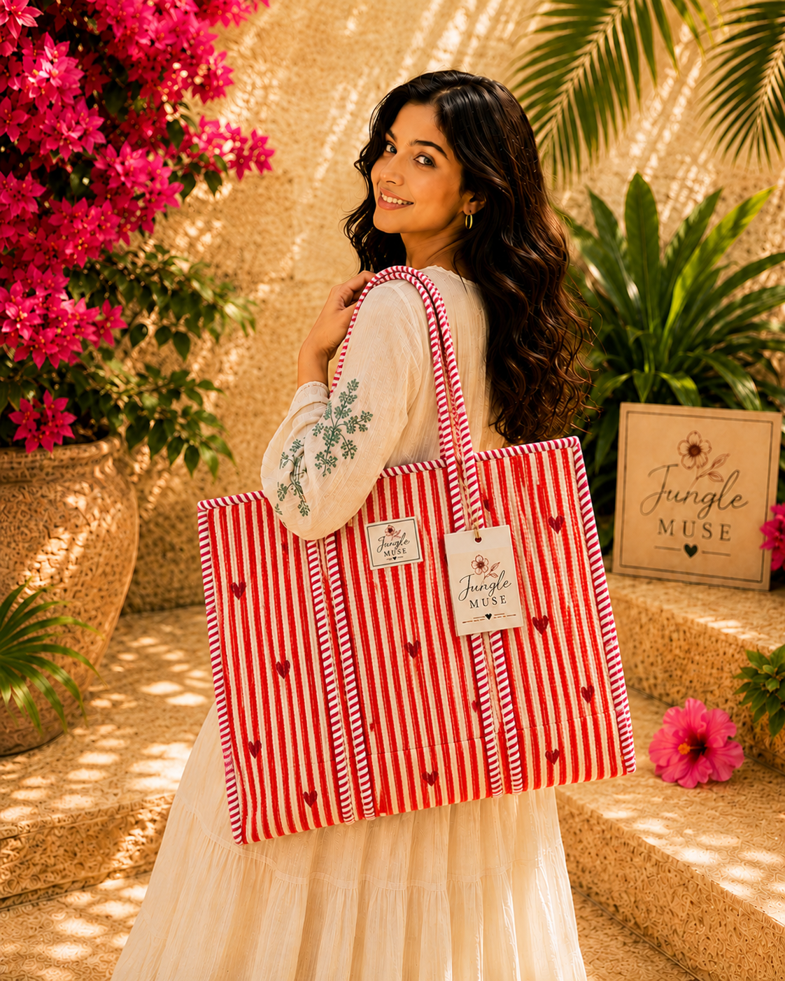 Sweetheart Stripe Quilted Tote Bag