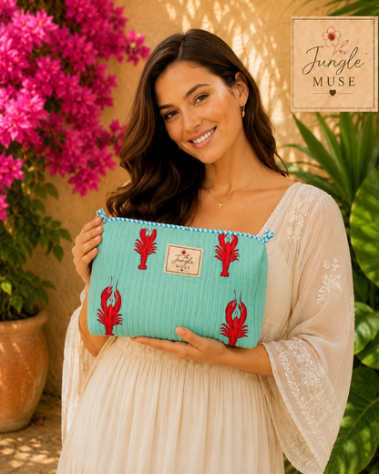 Lobster Lagoon Quilted Pouch Set