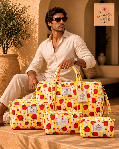 Strawberry Fields Quilted Duffle & Pouch Set