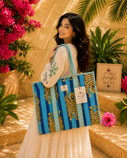 Ocean Tiger Jungle Quilted Tote Bag