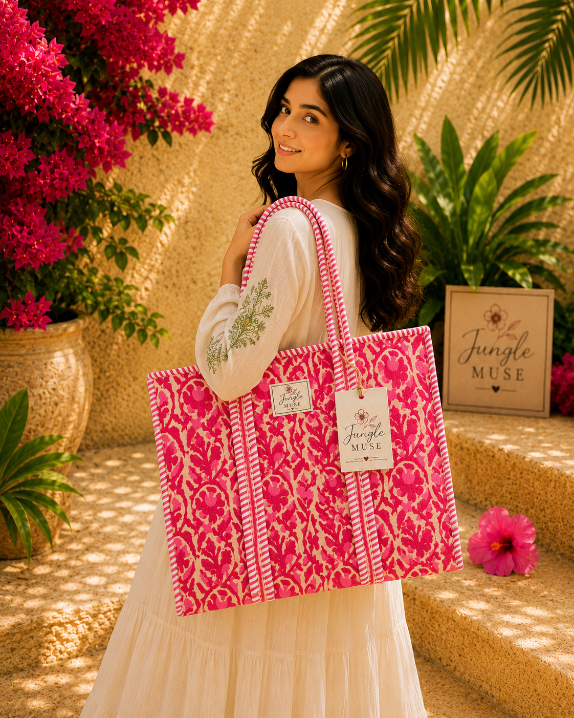 Pink Palace Quilted Tote Bag
