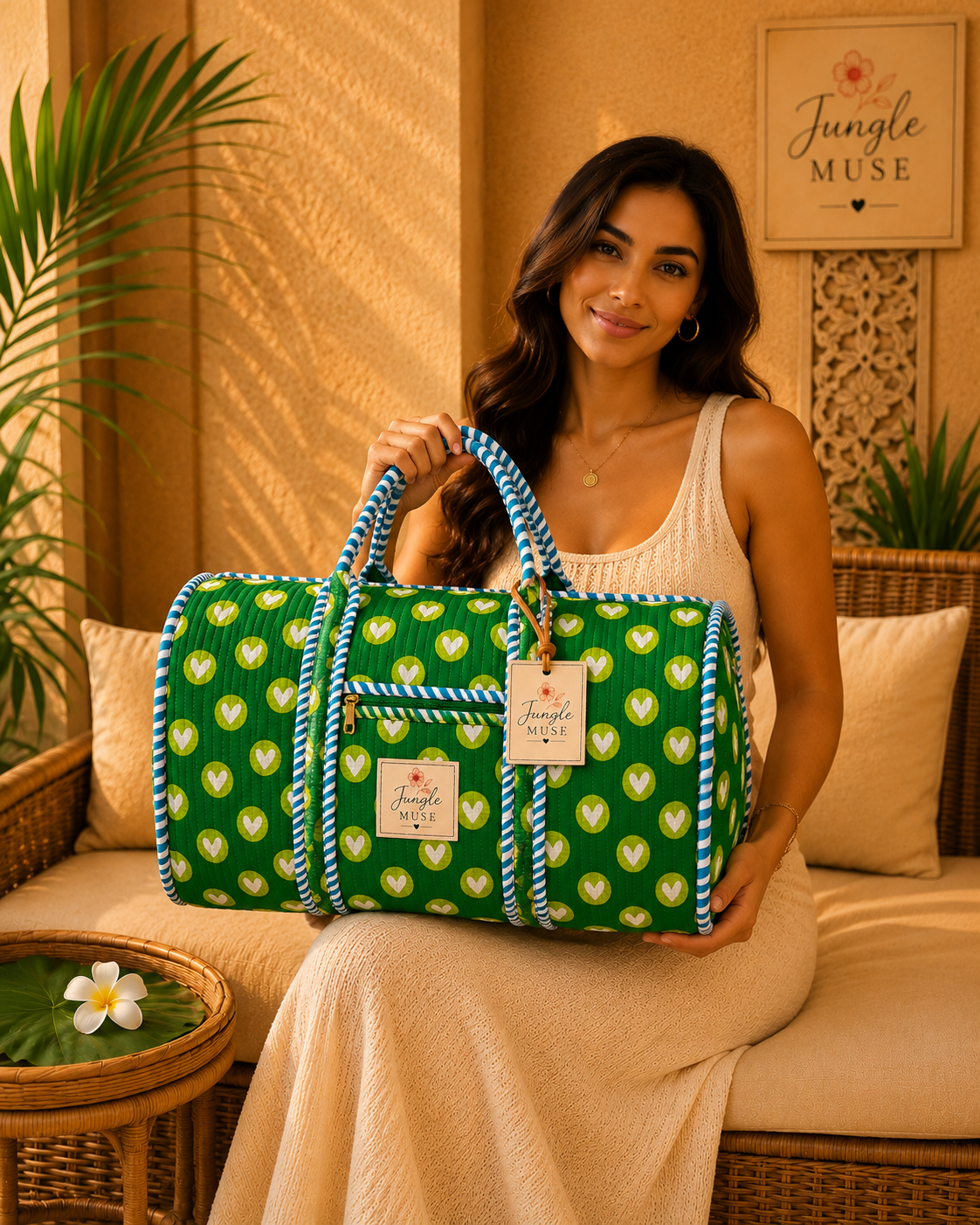 Green Heartbeat Luxe Duffle Bag