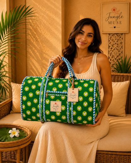 Green Heartbeat Luxe Duffle Bag