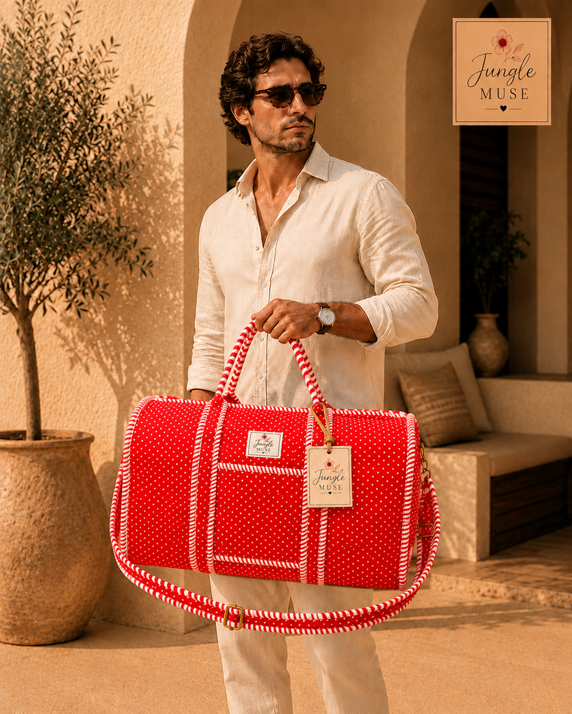 Ruby Red Polka Luxe Duffle Bag