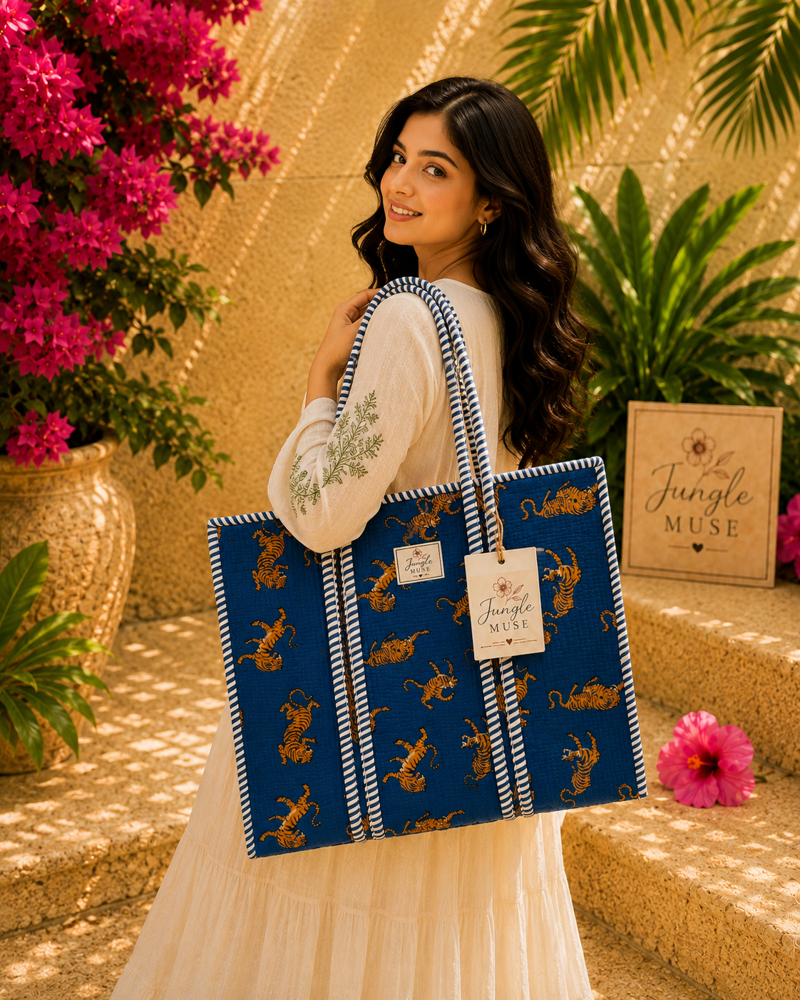 Royal Muse Quilted Tote Bag
