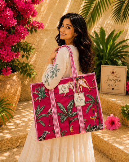 Wild Berry Safari Quilted Tote Bag