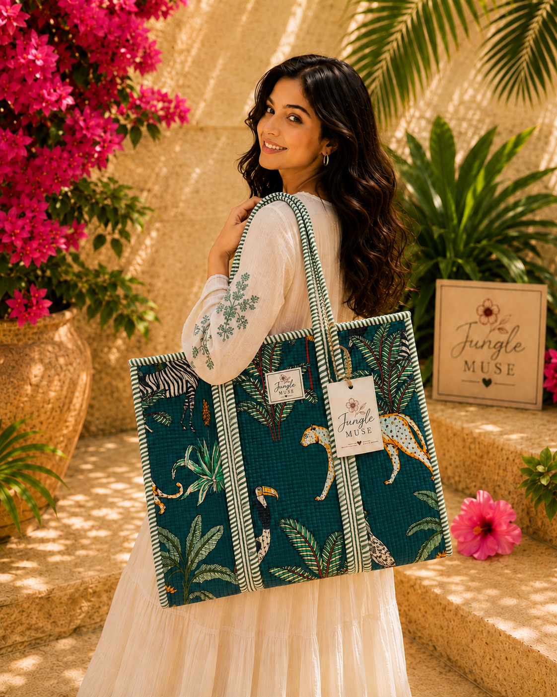 Emerald Jungle Quilted Tote Bag