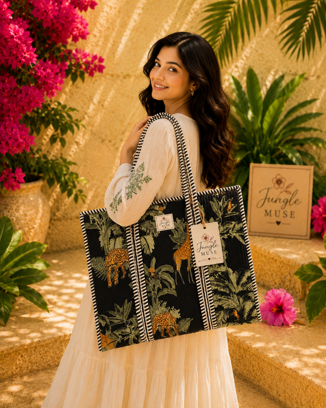 Jungle Night Carryall Quilted Tote Bag