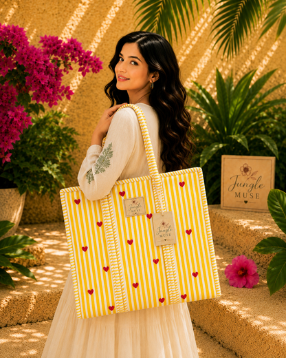 Sunshine Hearts Quilted Tote Bag