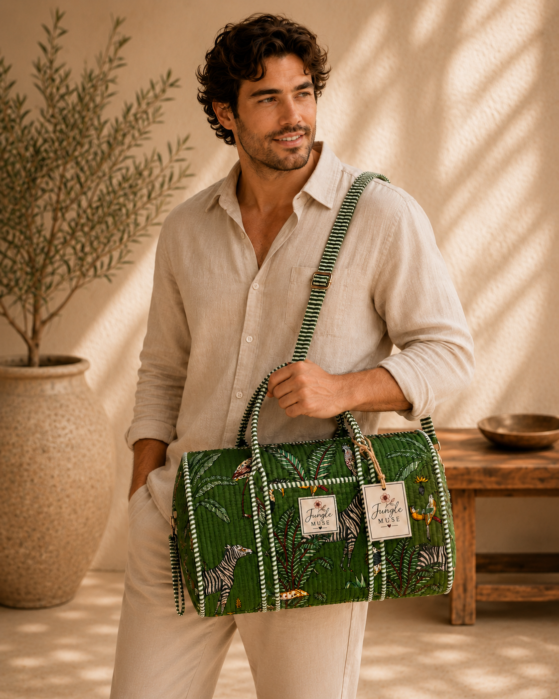 Emerald Safari Quilted Duffle Bag
