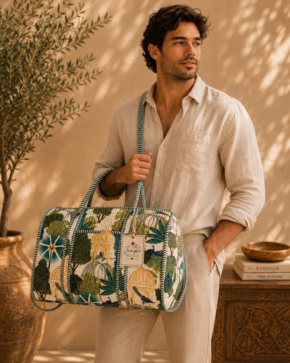 Peacock Garden Quilted Duffle Bag