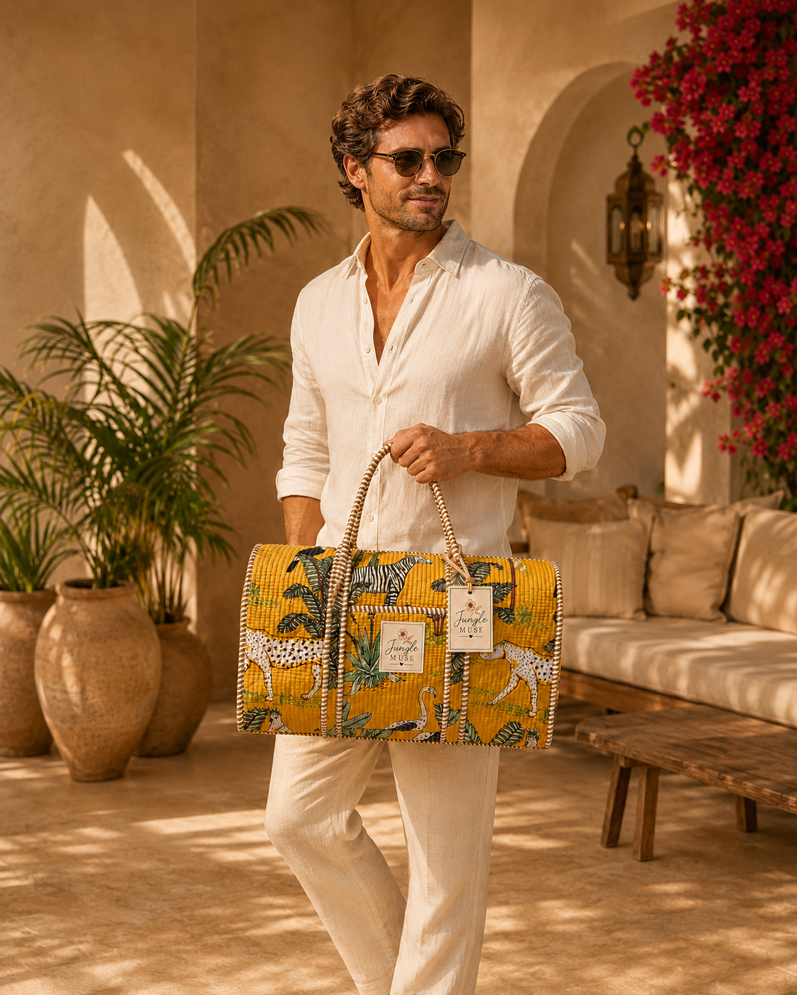 Golden Safari Quilted Duffle Bag