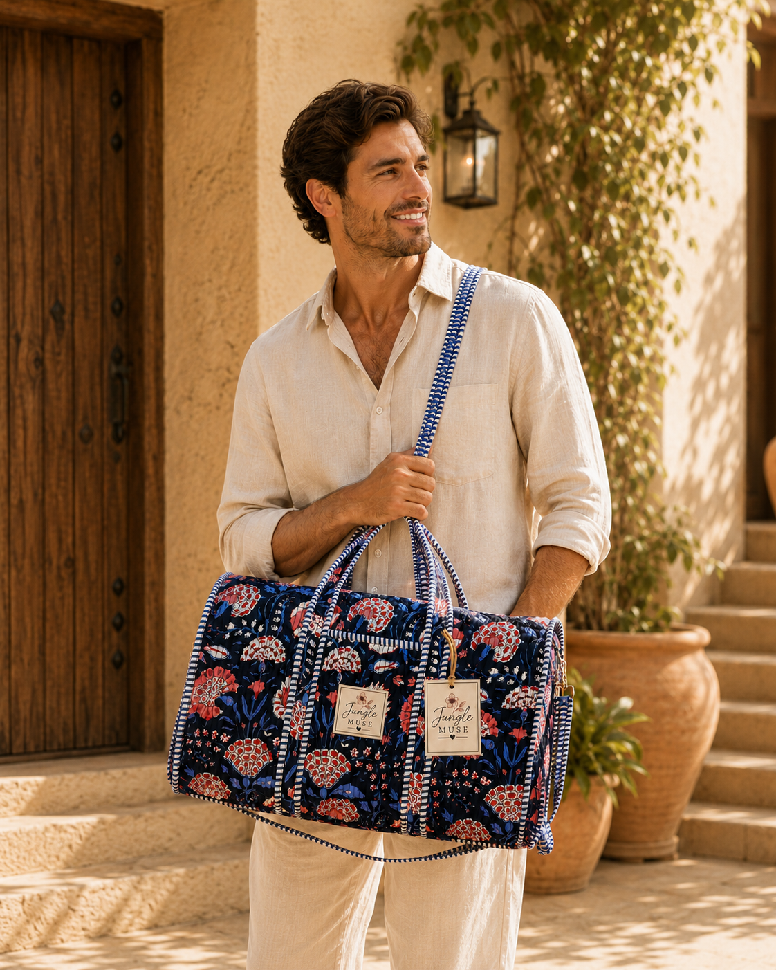 Midnight Bloom Quilted Duffle Bag