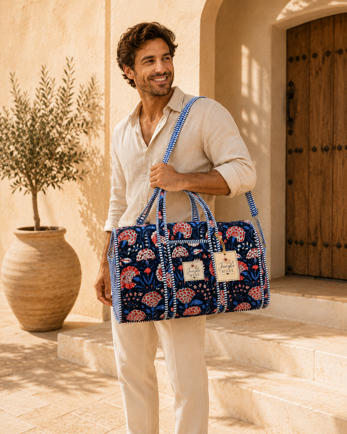 Midnight Garden Quilted Duffle Bag