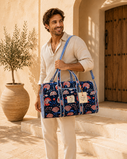 Midnight Garden Quilted Duffle Bag