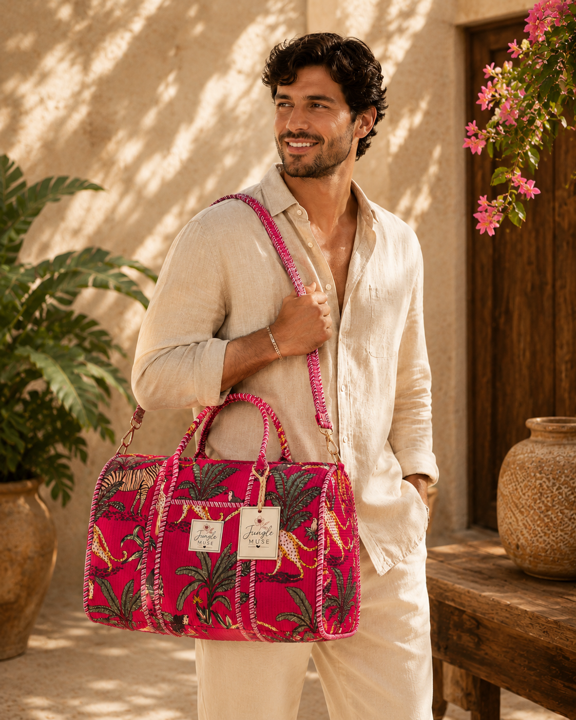 Pink Safari Quilted Duffle Bag