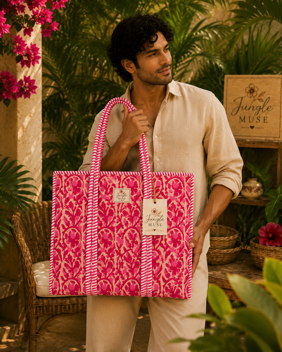 Pink Palace Quilted Tote Bag