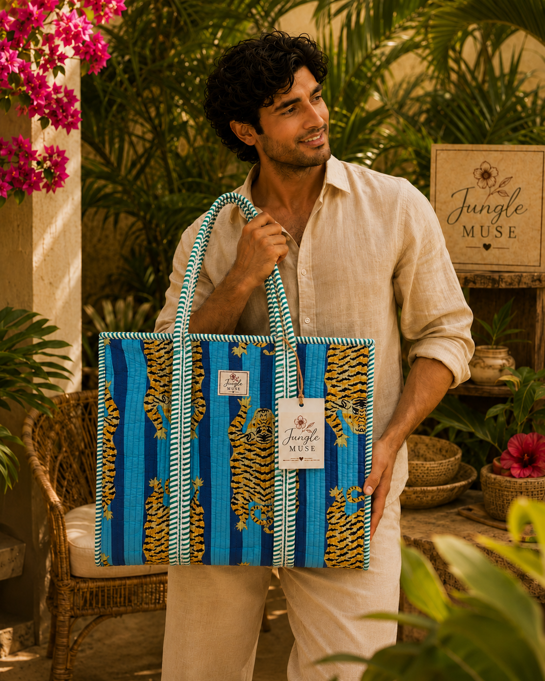 Ocean Tiger Jungle Quilted Tote Bag