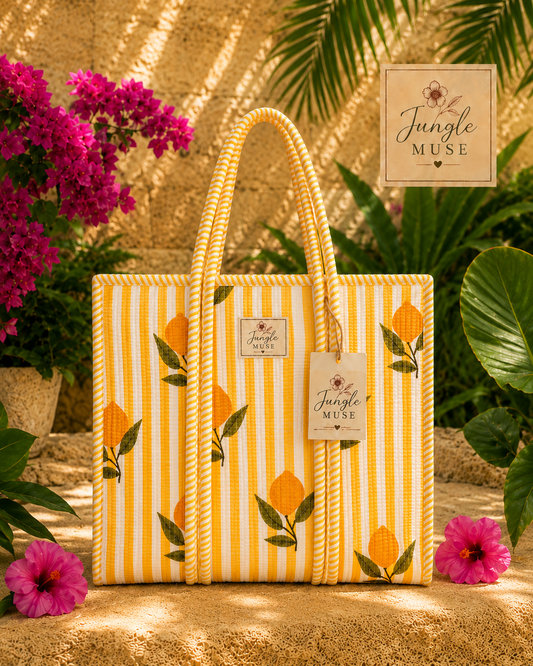 Sunshine Citrus Quilted Tote Bag