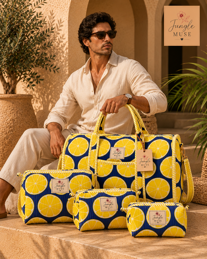 Lemon Zest Quilted Duffle & Pouch Set