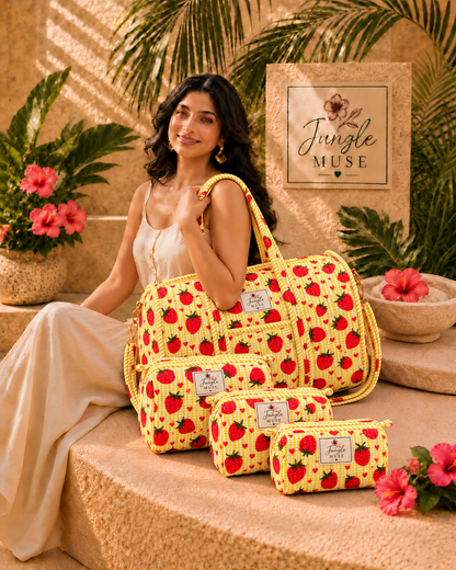 Strawberry Fields Quilted Duffle & Pouch Set