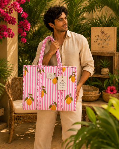 Pink Lemonade Quilted Tote Bag