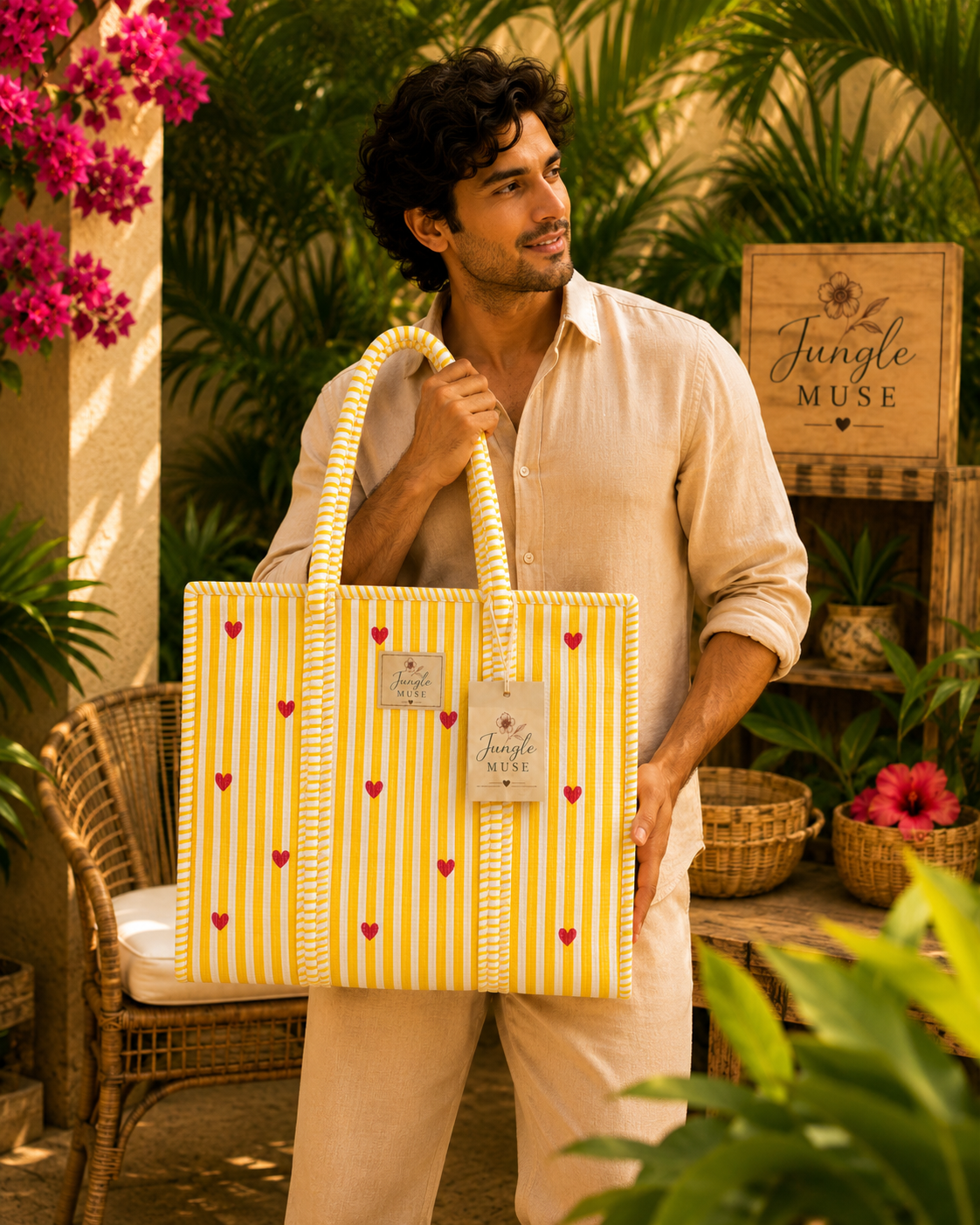 Sunshine Hearts Quilted Tote Bag
