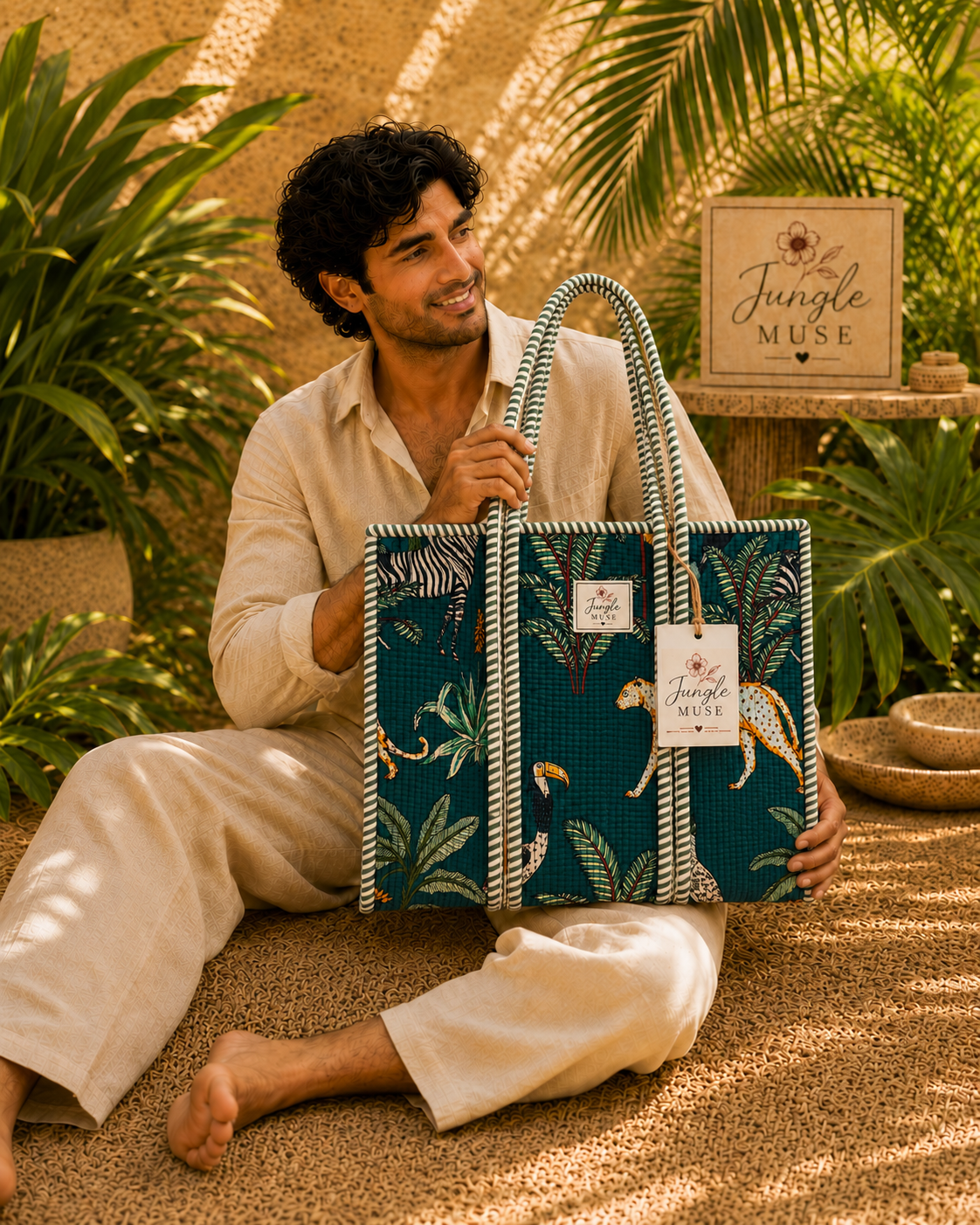 Emerald Jungle Quilted Tote Bag