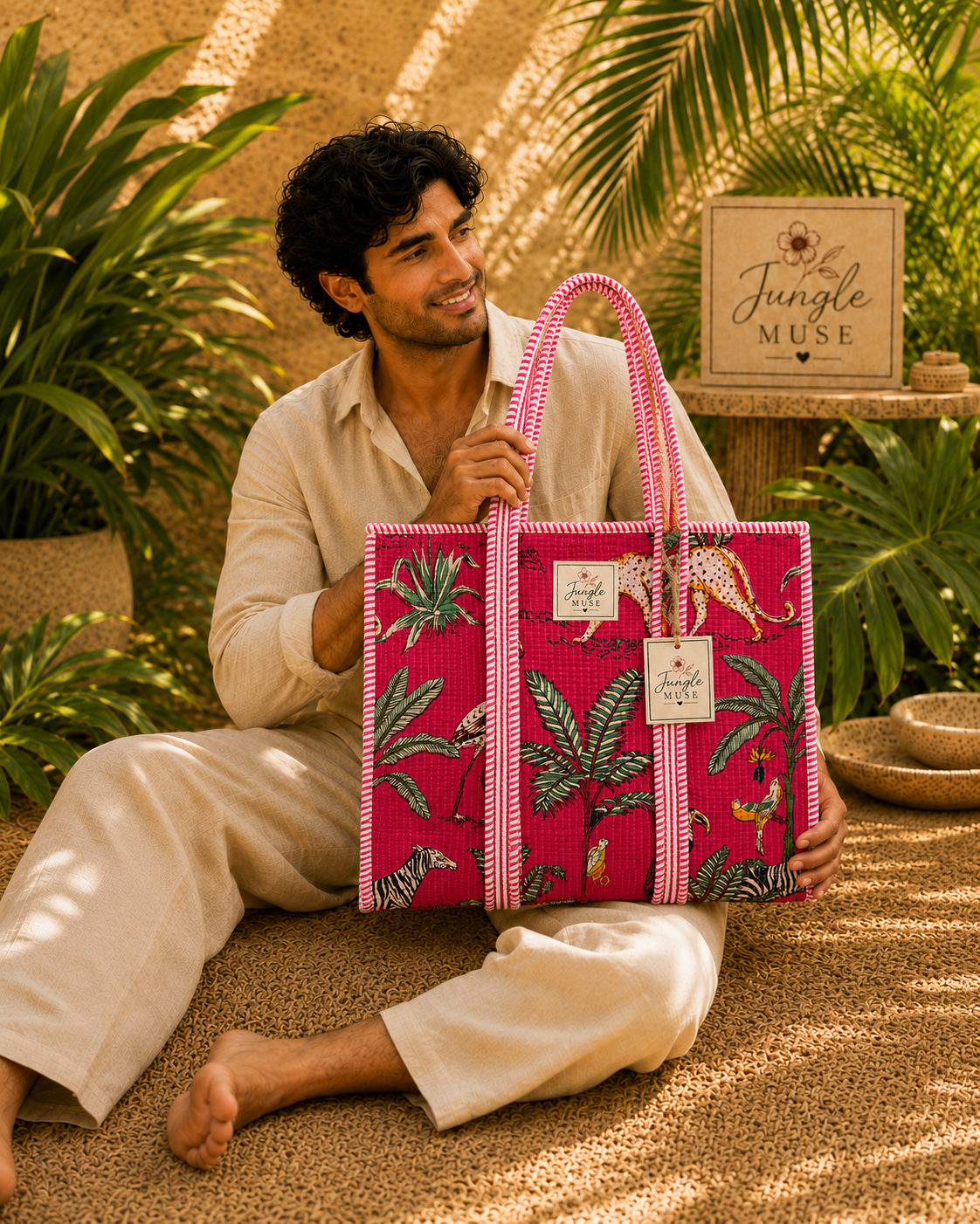 Wild Berry Safari Quilted Tote Bag