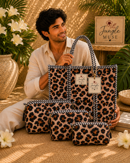 Sunset Leopard Quilted Tote & Pouch Set