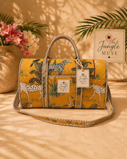 Golden Safari Quilted Duffle Bag